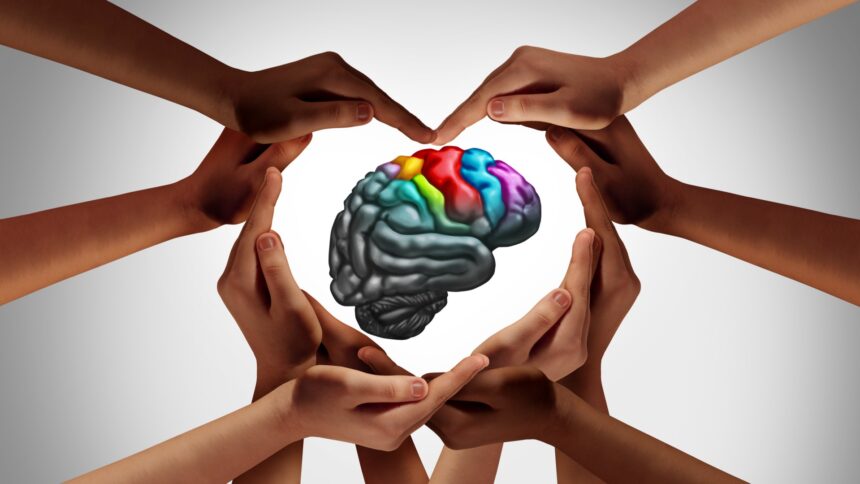 dłonie chroniące mózg - symbolizujące zdrowie psychiczne