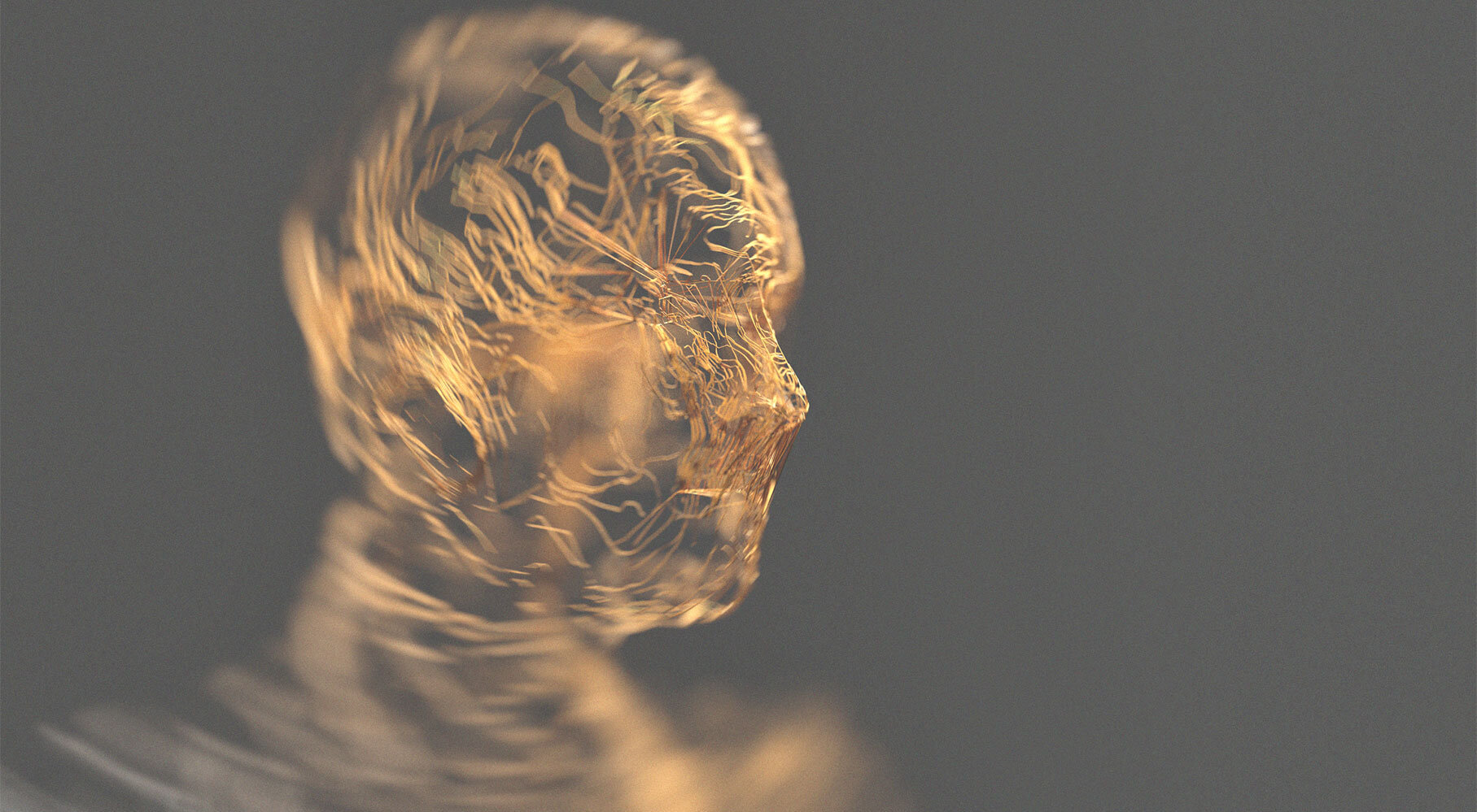 Rozświetlona głową osoby na czarnym tle,symbolizująca ból migrenowy i potrzebę ulgi