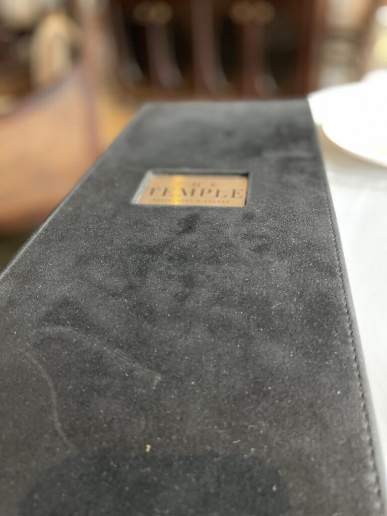 Menu restauracji TEMPLE