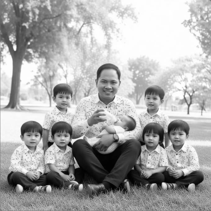 Shades of human life series of article. Sarom with his children in the photo.