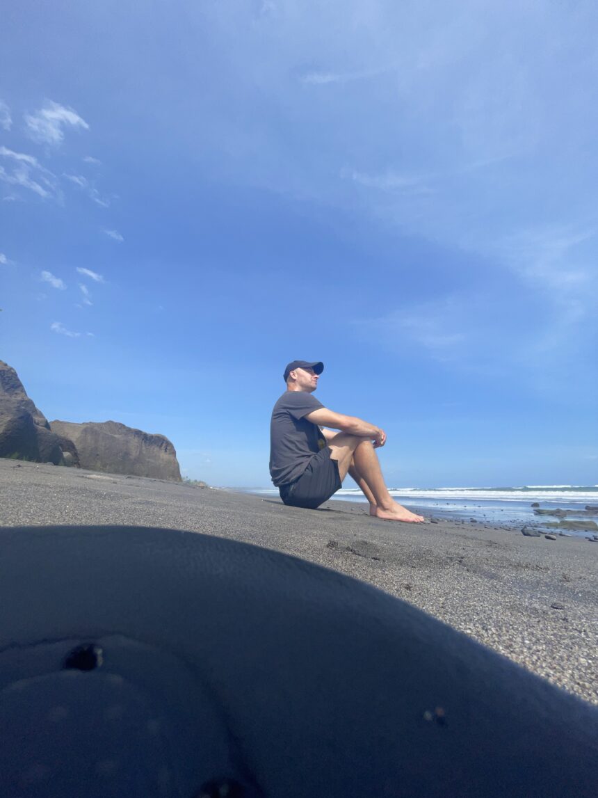 Piotr reflecting on childhood during his journey in Bali
