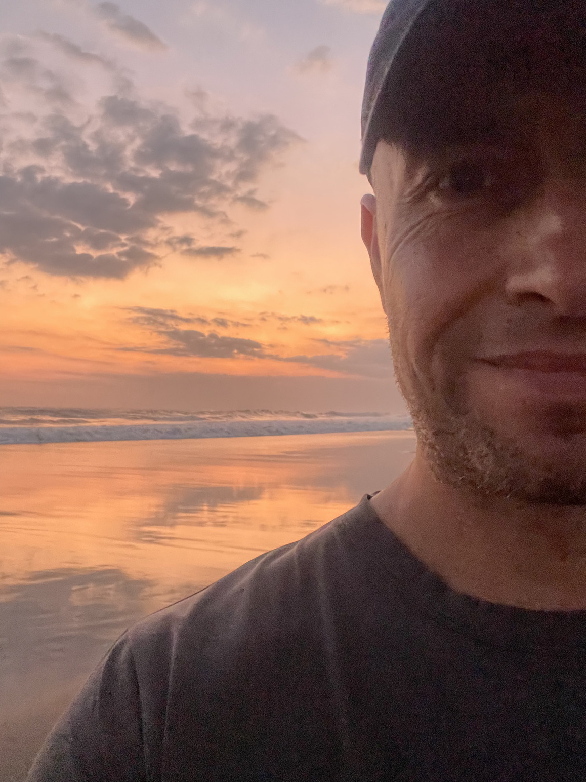 A man lost in thought while traveling and reflecting on his life.